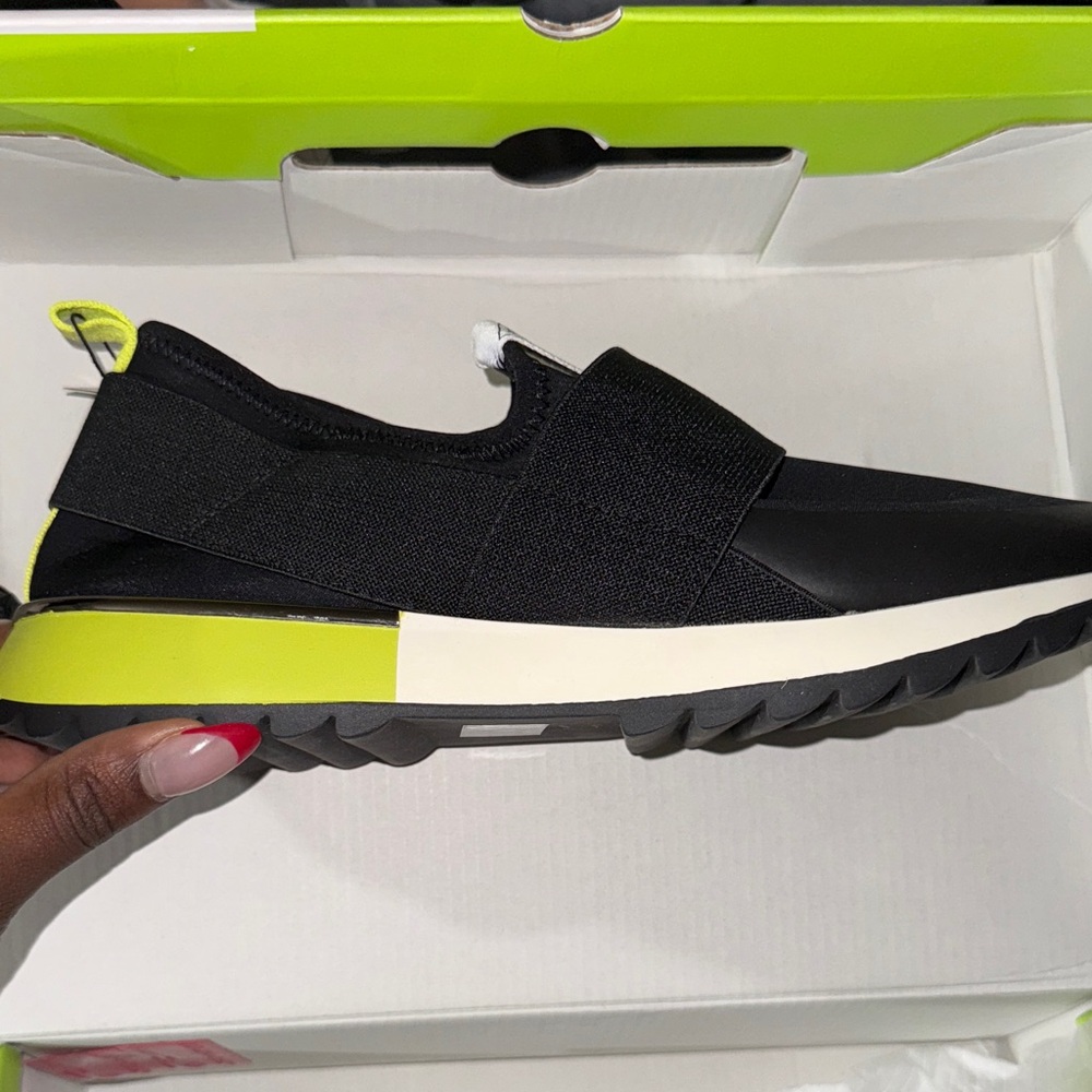 Calvin Klein Black and Neon Green Sneakers - Picture 3 of 3